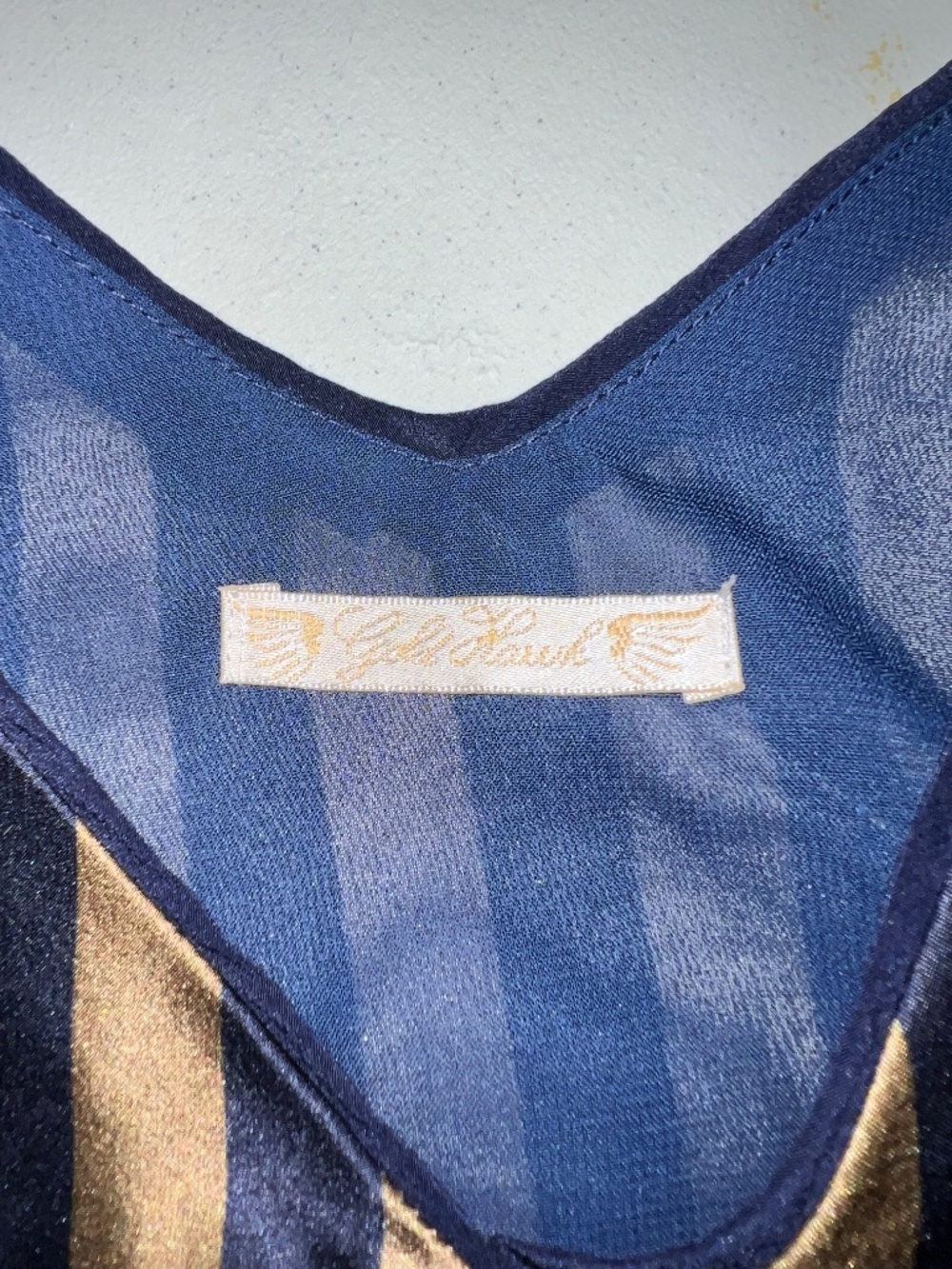 Gold Hawk Blue & Olive Striped Silk Cami - Picture 4 of 8